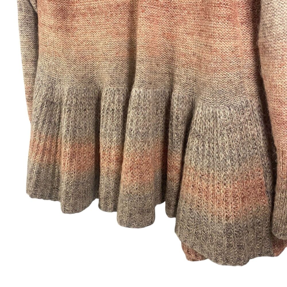 Anthropologie Knitted & Knotted Peplum Ombre Open Cardigan Sweater Size Large - Picture 4 of 10